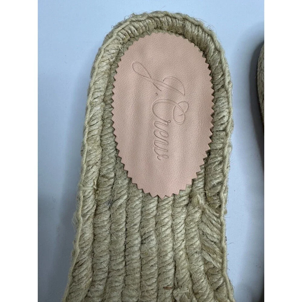 J. Crew Size 10 Raffia Woven Slip On Espadrille Sandals Beige Natural Casual NWT